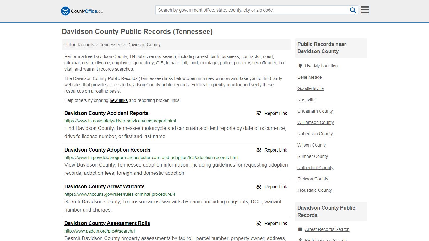Public Records - Davidson County, TN (Business, Criminal ...